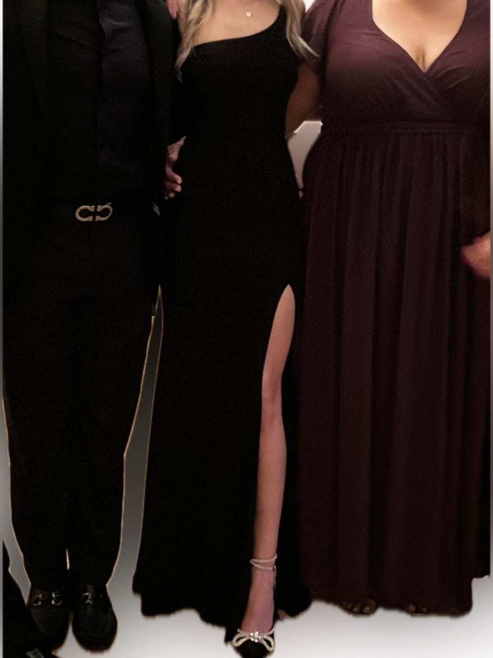 Black One-Shoulder Evening Gown with Slit